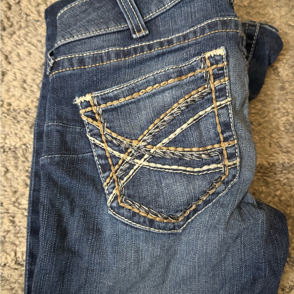 Ariat Dark Blue Jeans with Tan Stitching